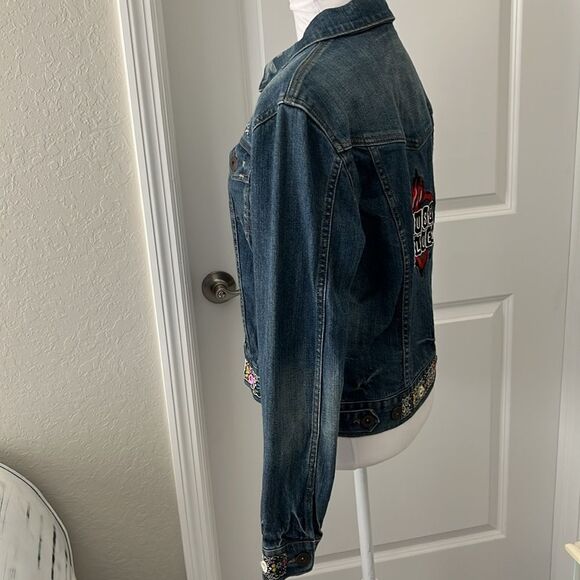 House of Blues Vintage Original Cambridge Ma 1992 Denim Jacket Multi Trim SZ M - Picture 6 of 11
